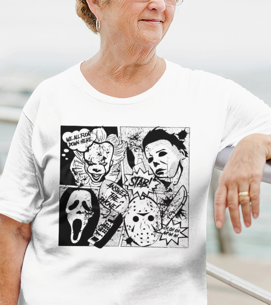 Horror Icons Mashup: We All Float Down Here Answer The Phone Stab Oh Oh Oh Wh Wh Wh T-Shirt