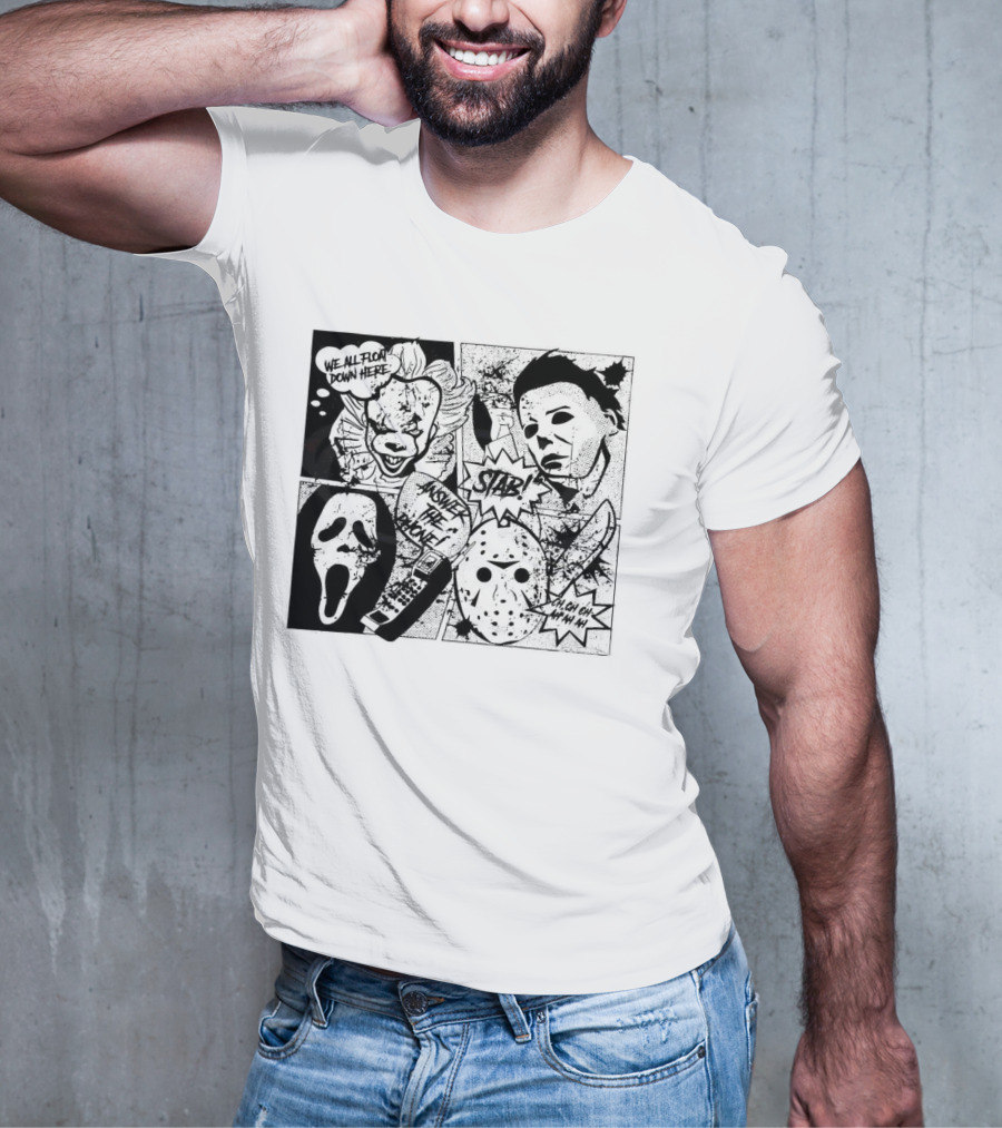 Horror Icons Mashup: We All Float Down Here Answer The Phone Stab Oh Oh Oh Wh Wh Wh T-Shirt