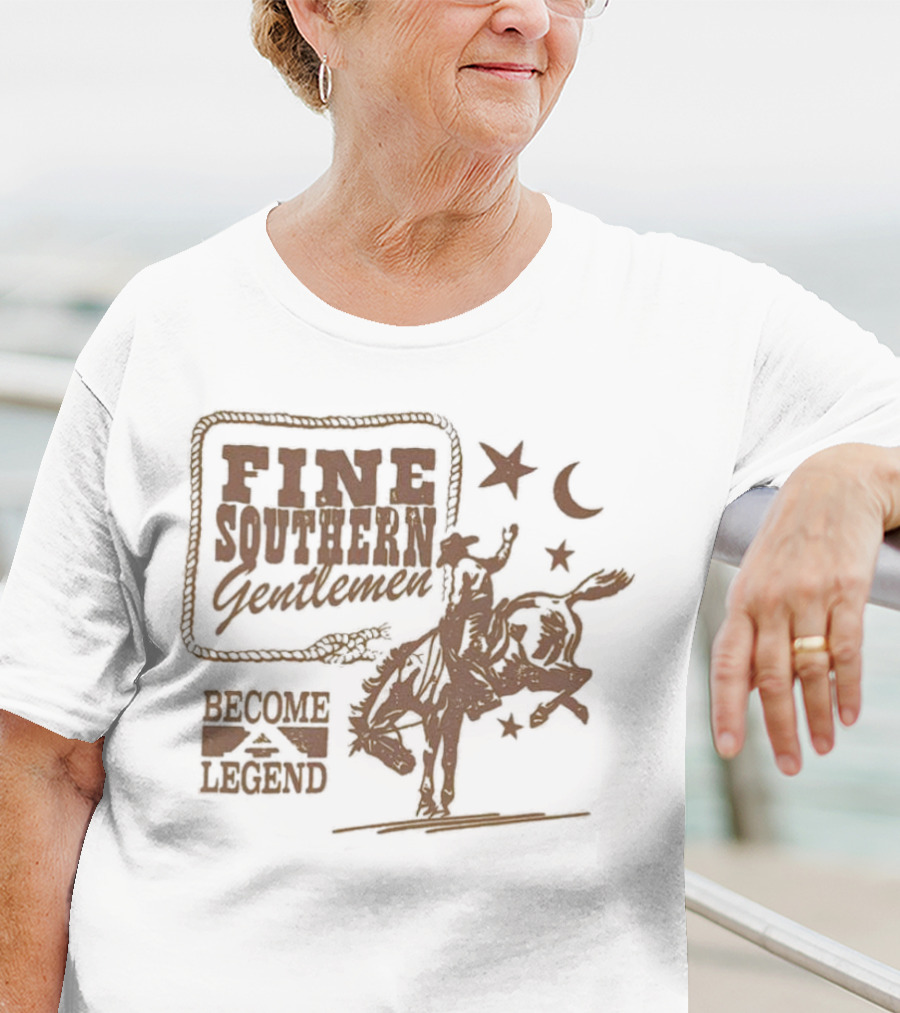 Fine Southern Gentlemen Become Legend Cowboy Moon And Stars T-Shirt