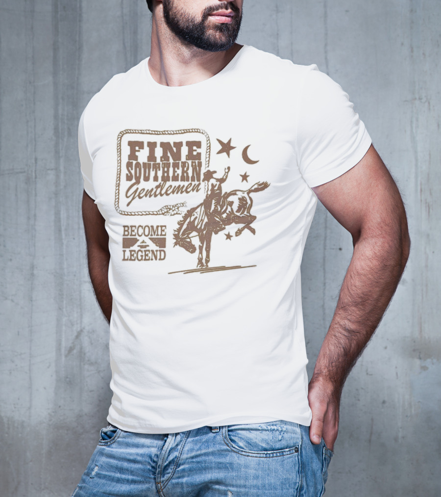 Fine Southern Gentlemen Become Legend Cowboy Moon And Stars T-Shirt
