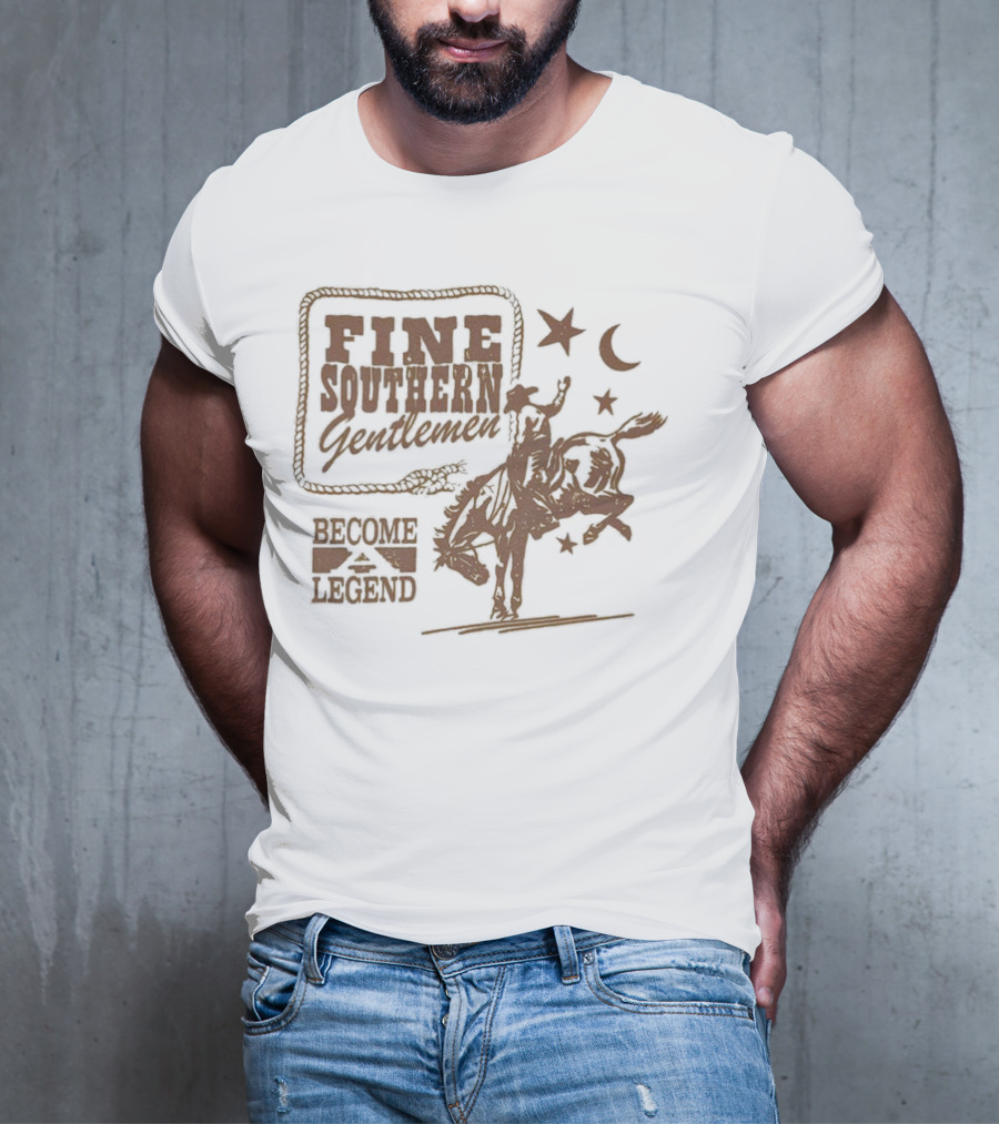 Fine Southern Gentlemen Become Legend Cowboy Moon And Stars T-Shirt