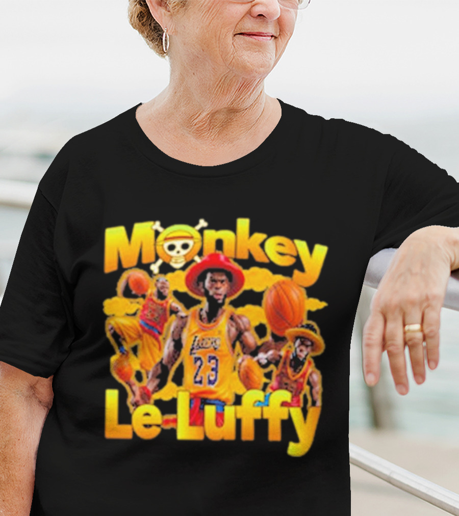 Monkey Le Luffy Lakers Basketball Crossbones Hat T-Shirt