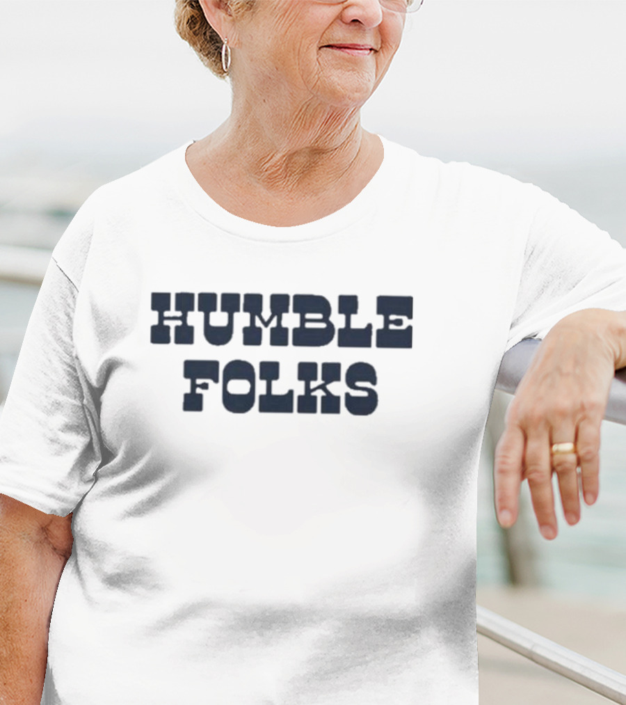 Humble Folks Sandstone Retro Style Navy Text T-Shirt
