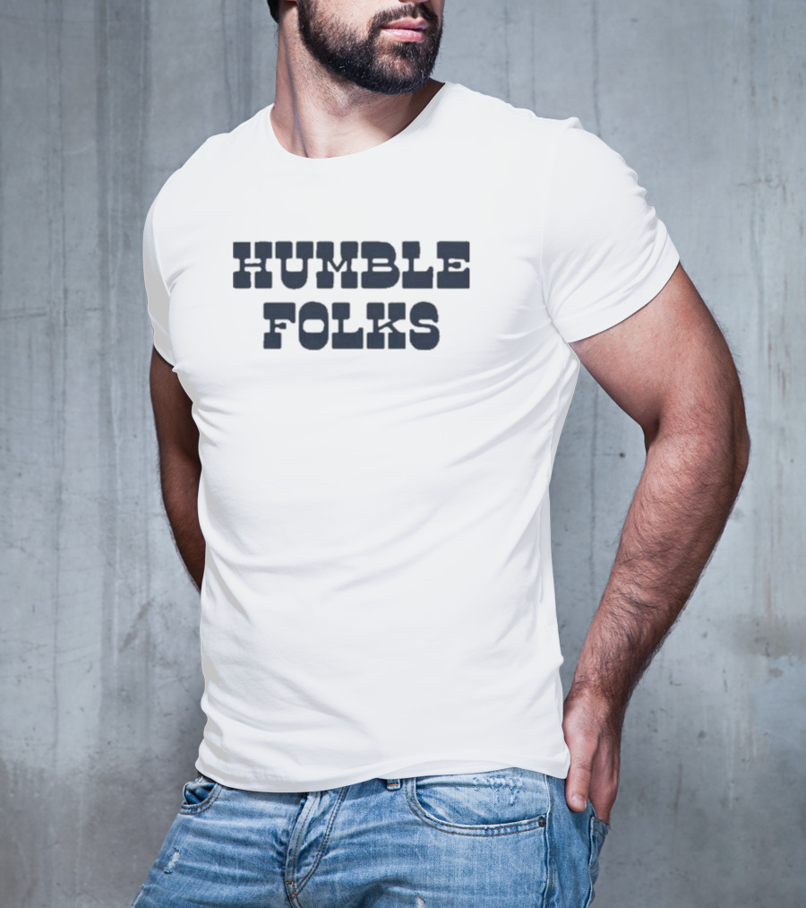 Humble Folks Sandstone Retro Style Navy Text T-Shirt