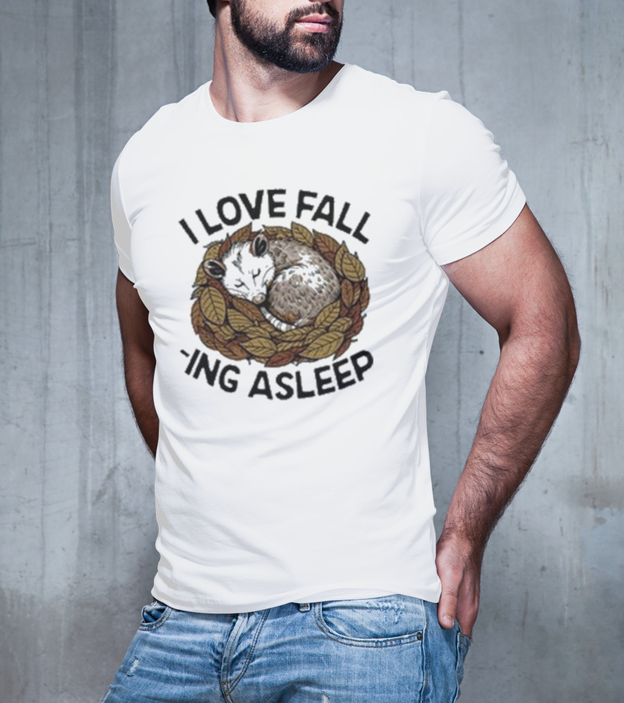I Love Fall -ing Asleep Cozy Autumn Leaves Sheep T-Shirt