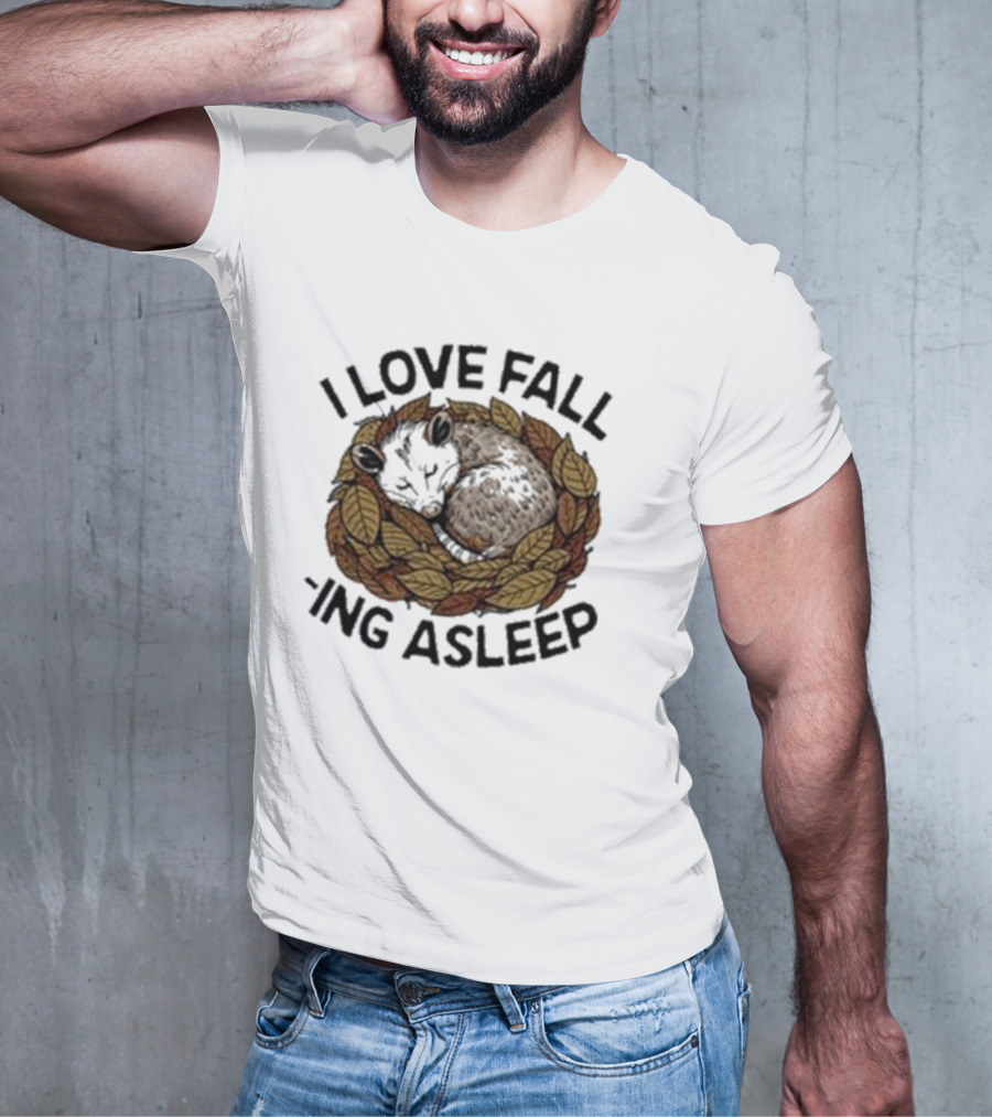 I Love Fall -ing Asleep Cozy Autumn Leaves Sheep T-Shirt