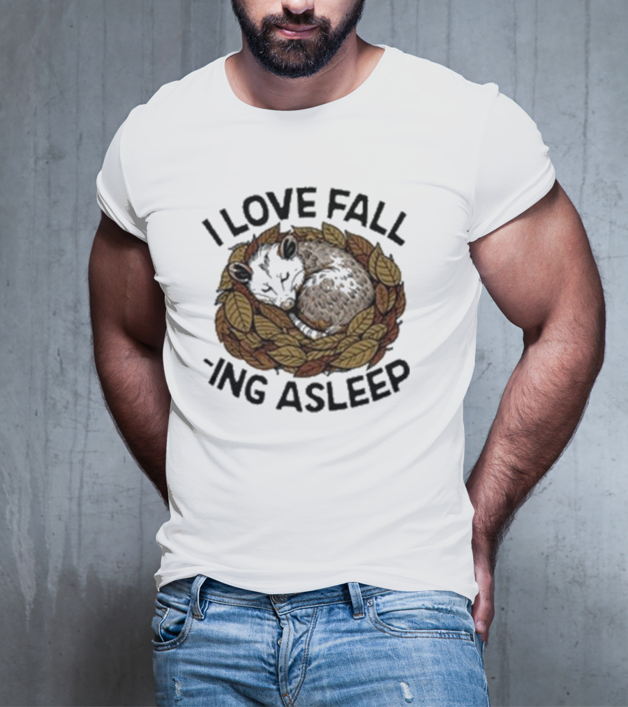 I Love Fall -ing Asleep Cozy Autumn Leaves Sheep T-Shirt