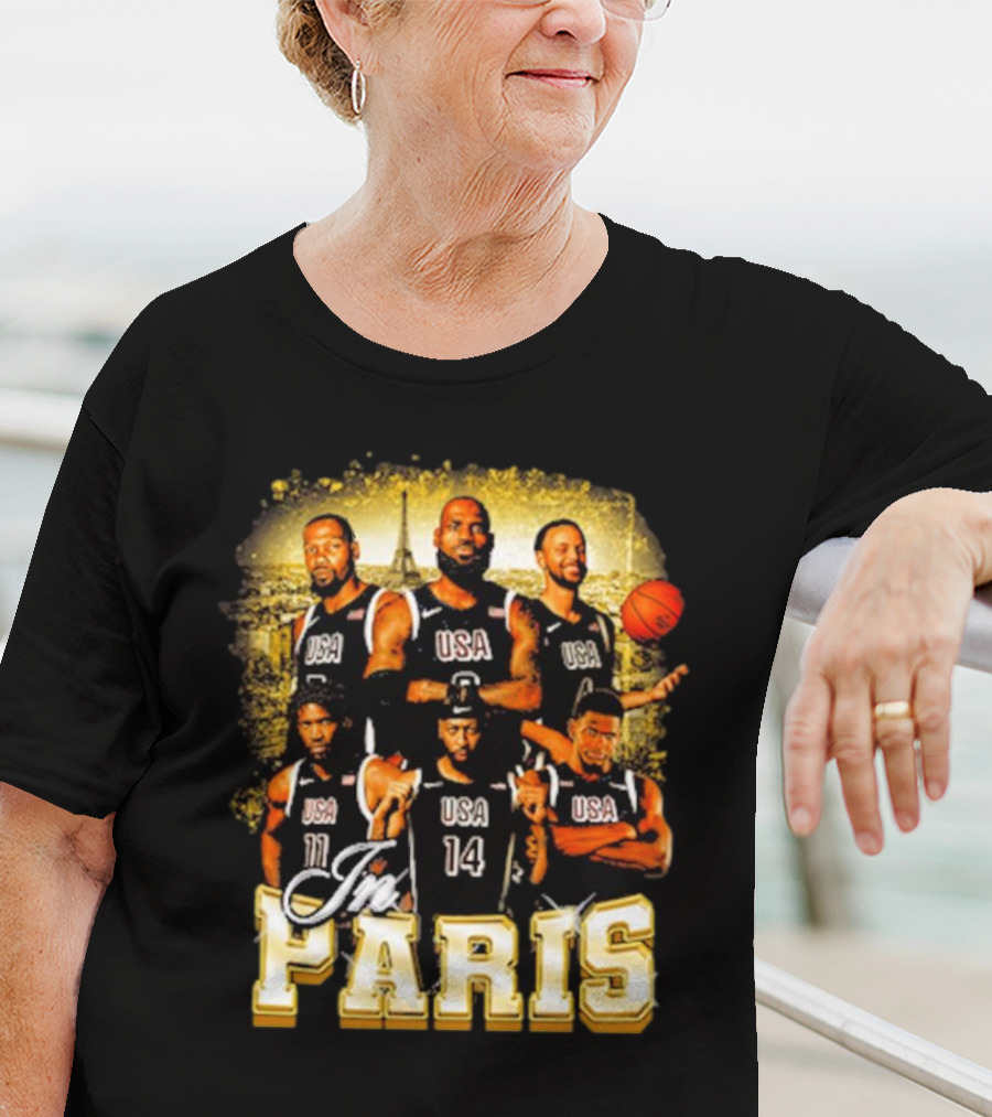 USA Basketball Players In Paris Eiffel Tower T-Shirt