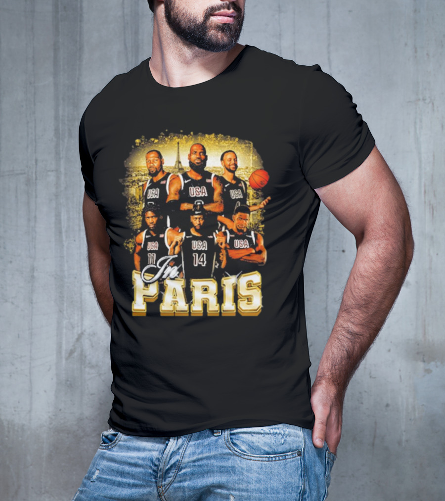 USA Basketball Players In Paris Eiffel Tower T-Shirt