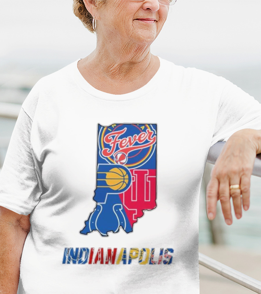Indianapolis Fever Pacers IU Colts Map T-Shirt