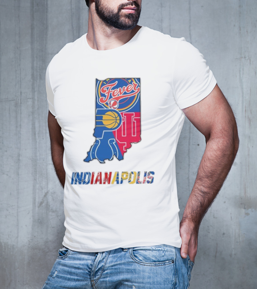 Indianapolis Fever Pacers IU Colts Map T-Shirt