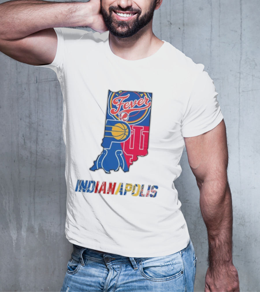 Indianapolis Fever Pacers IU Colts Map T-Shirt