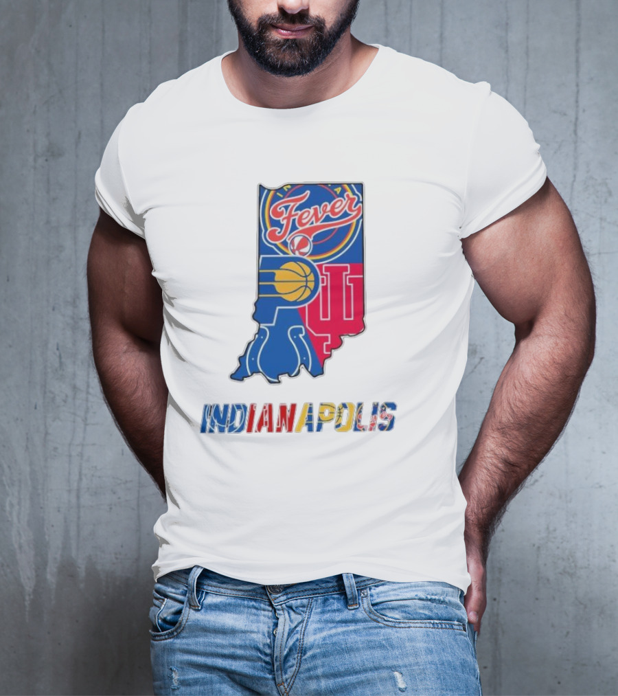 Indianapolis Fever Pacers IU Colts Map T-Shirt