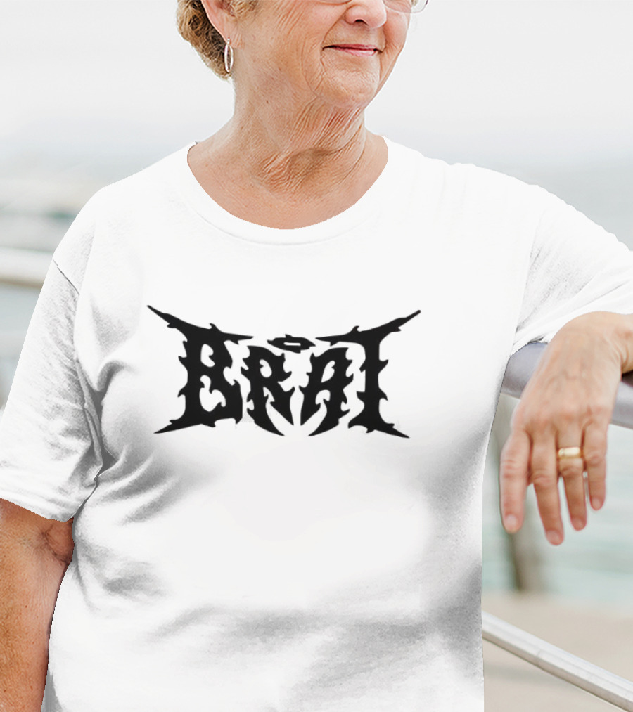 Inferno Merch Store Brat Gothic Font Design Charli Brat T-Shirt