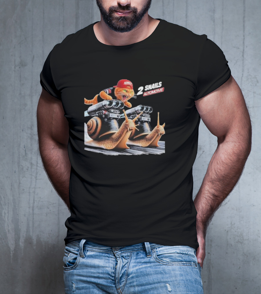 2 Snails Automotive Schmidty Tuning Racing Cat T-Shirt