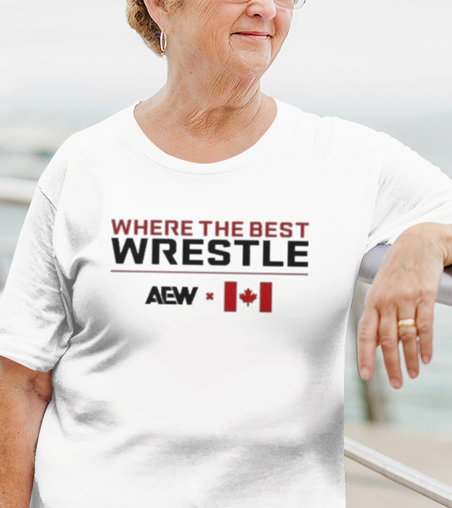 AEW X Canada Where The Best Wrestle Maple Leaf Flag Collaboration T-Shirt