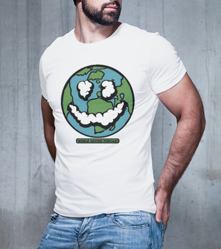 Andy Frasco Crowd Surf World Saving Podcast Earth Smiley T-Shirt