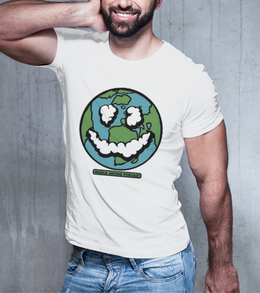 Andy Frasco Crowd Surf World Saving Podcast Earth Smiley T-Shirt