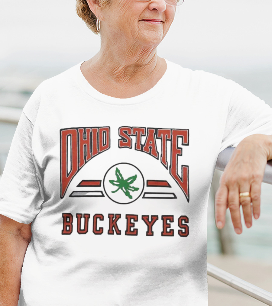 Ohio State Buckeyes Arch With Green Leaf T-Shirt