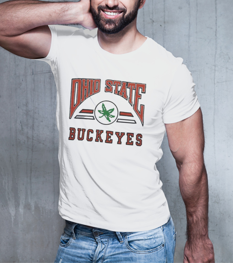 Ohio State Buckeyes Arch With Green Leaf T-Shirt