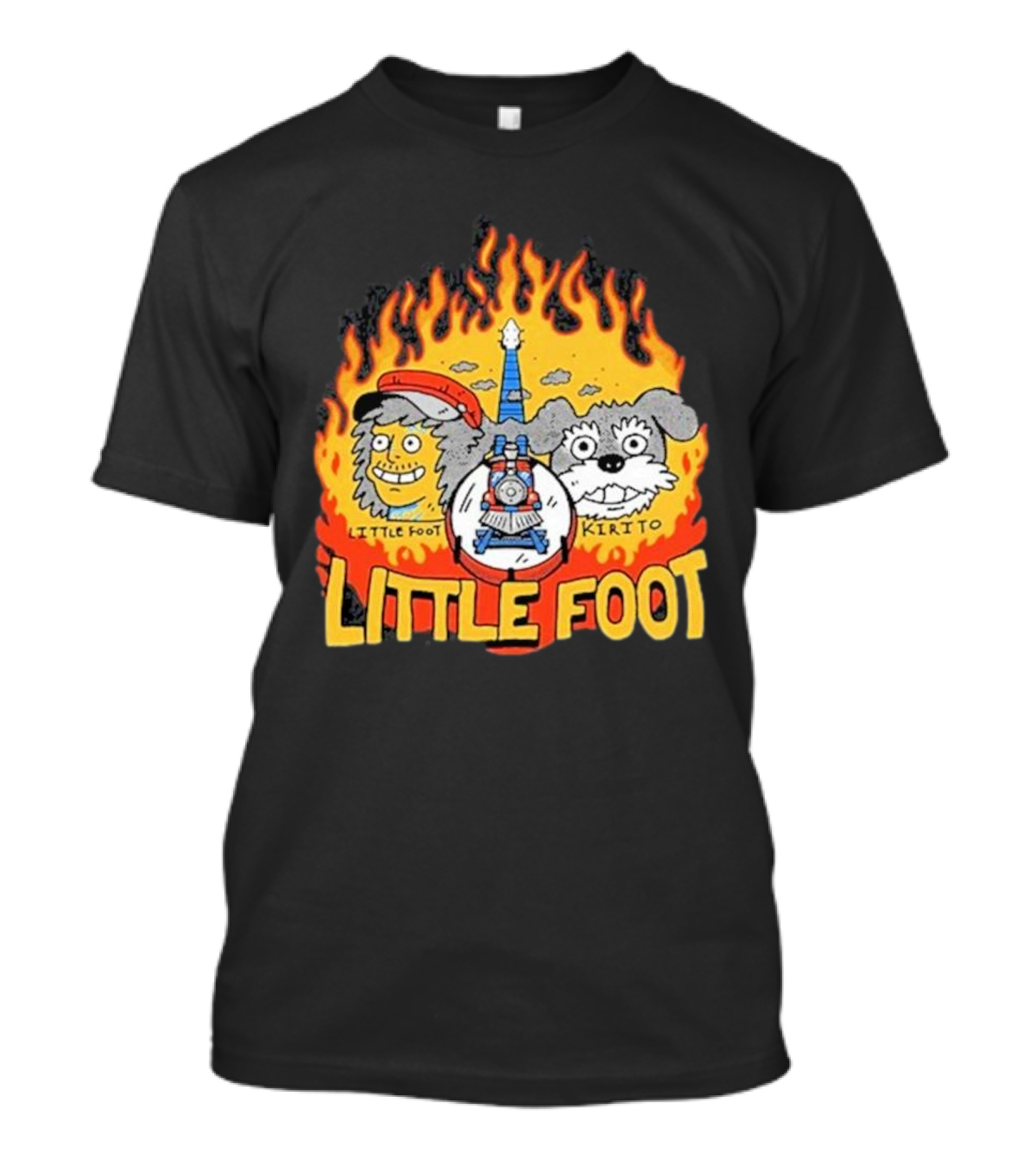 Littlefoot Kirito Littlefoot Kirito Littlefoot Flame Border Cartoon Faces T-Shirt