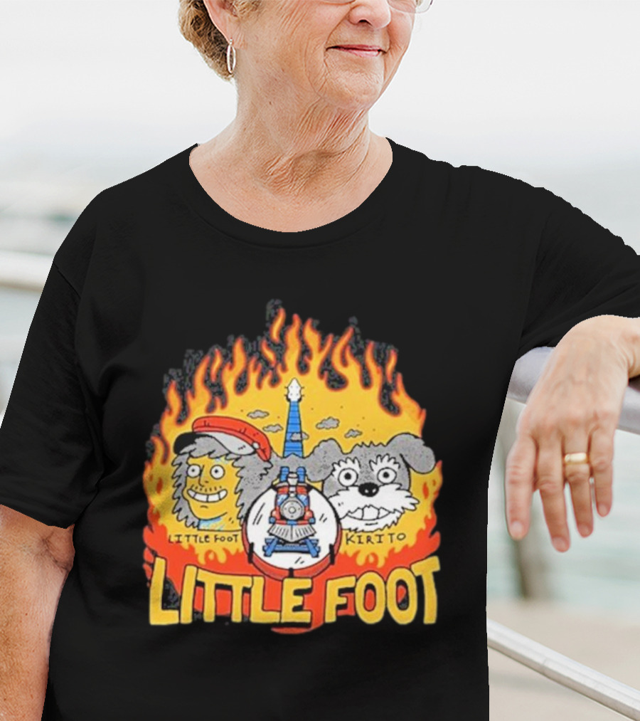 Littlefoot Kirito Littlefoot Kirito Littlefoot Flame Border Cartoon Faces T-Shirt