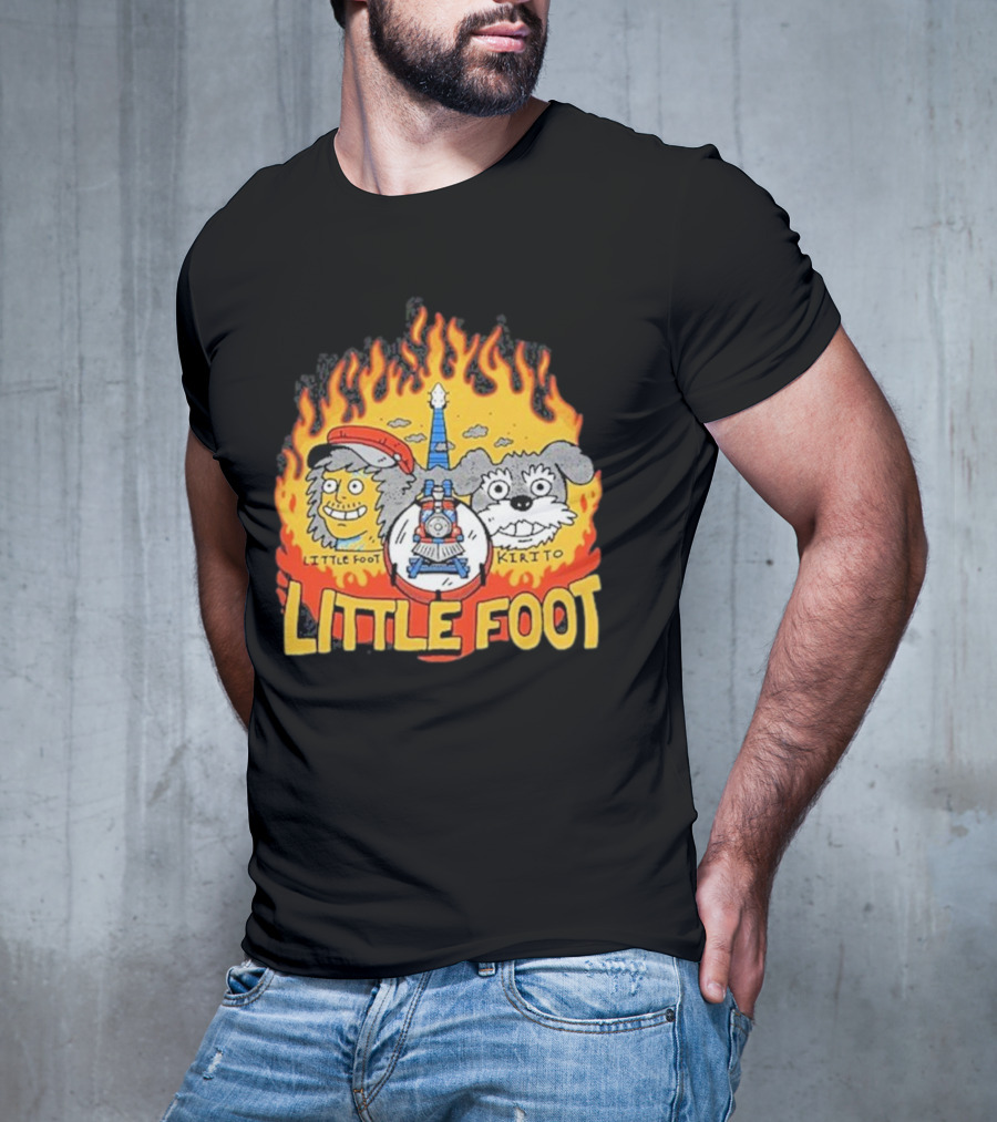 Littlefoot Kirito Littlefoot Kirito Littlefoot Flame Border Cartoon Faces T-Shirt