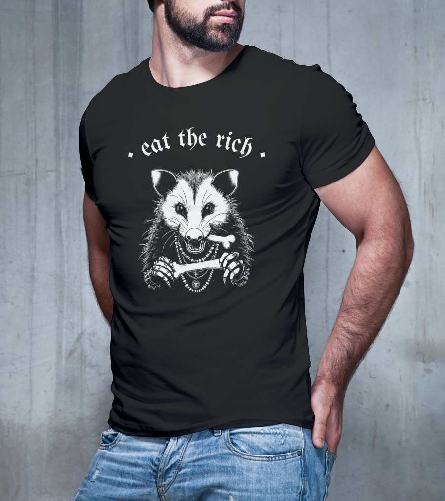 Punk With A Camera Eat The Rich Possum Anti-Fascist Merch T-Shirt
