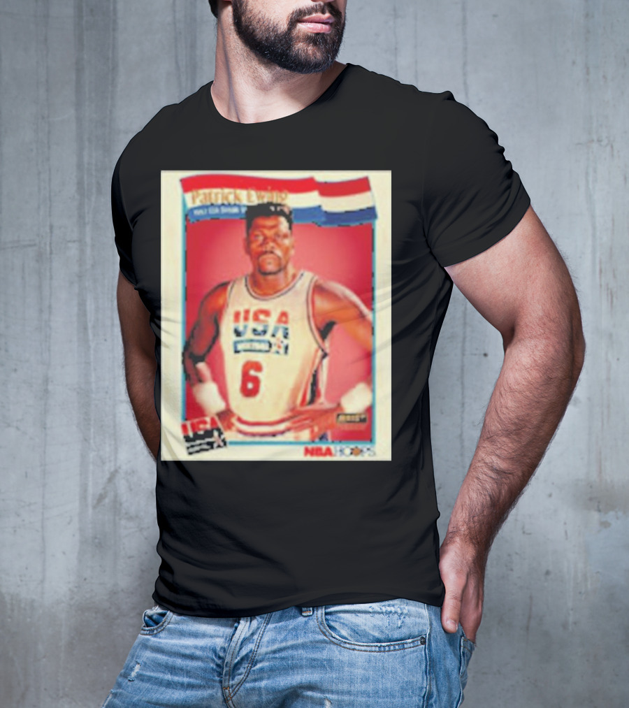 Patrick Ewing USA Basketball Dream Team 1992 NBA Hoops USA Olympic Team नंबर 6 T-Shirt