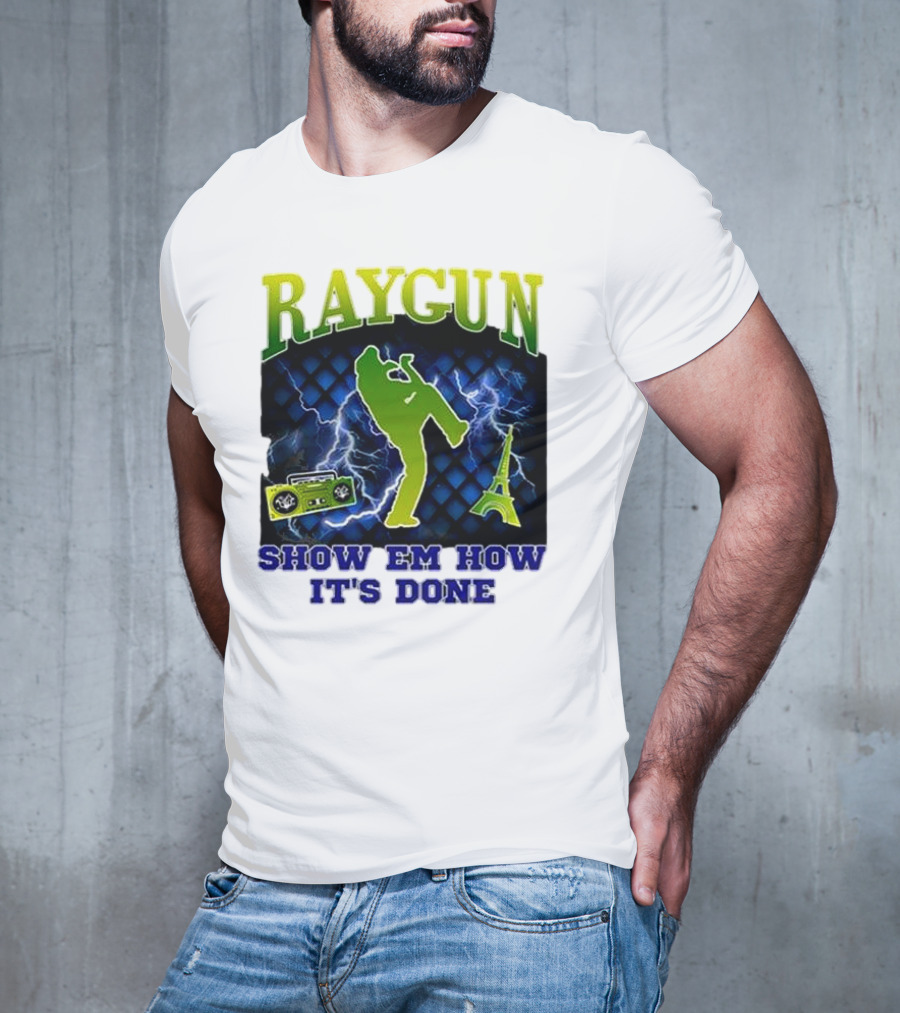 Raygun Show Em How It’s Done Electric Dance Eiffel Tower Boombox T-Shirt