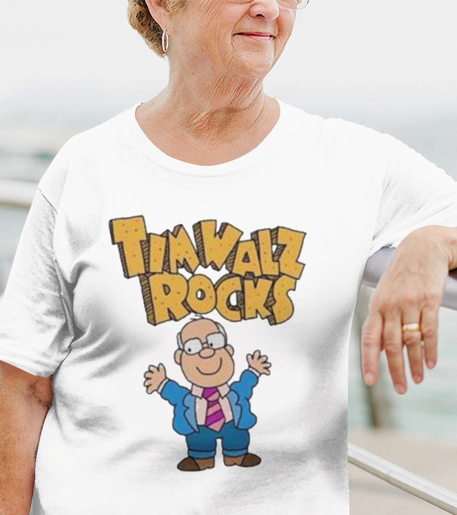 Tim Walz Rocks Cartoon Character In Tie And Suit T-Shirt