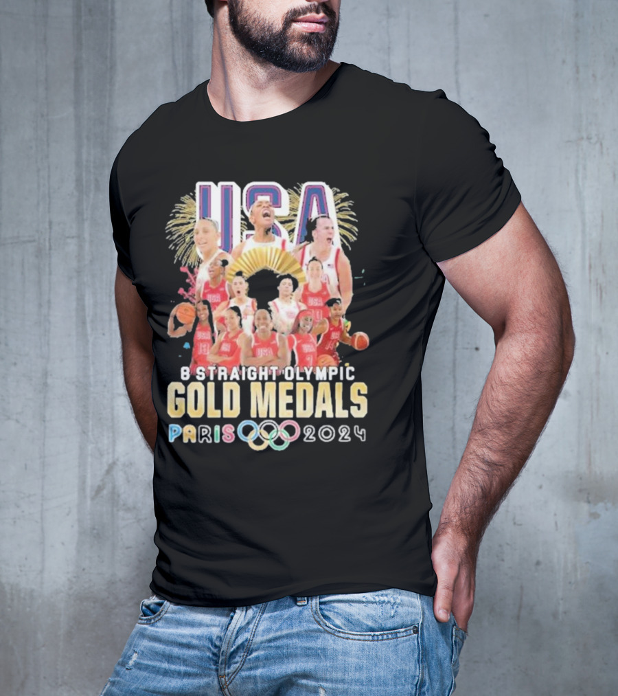 USA Basketball Women Team 8 Straight Olympic Gold Medals Paris T-Shirt