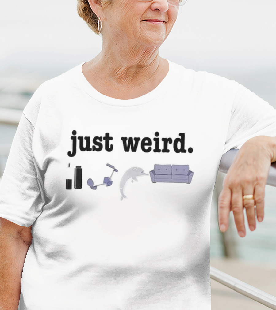 Just Weird Mascara Socks Dolphin Couch Print T-Shirt