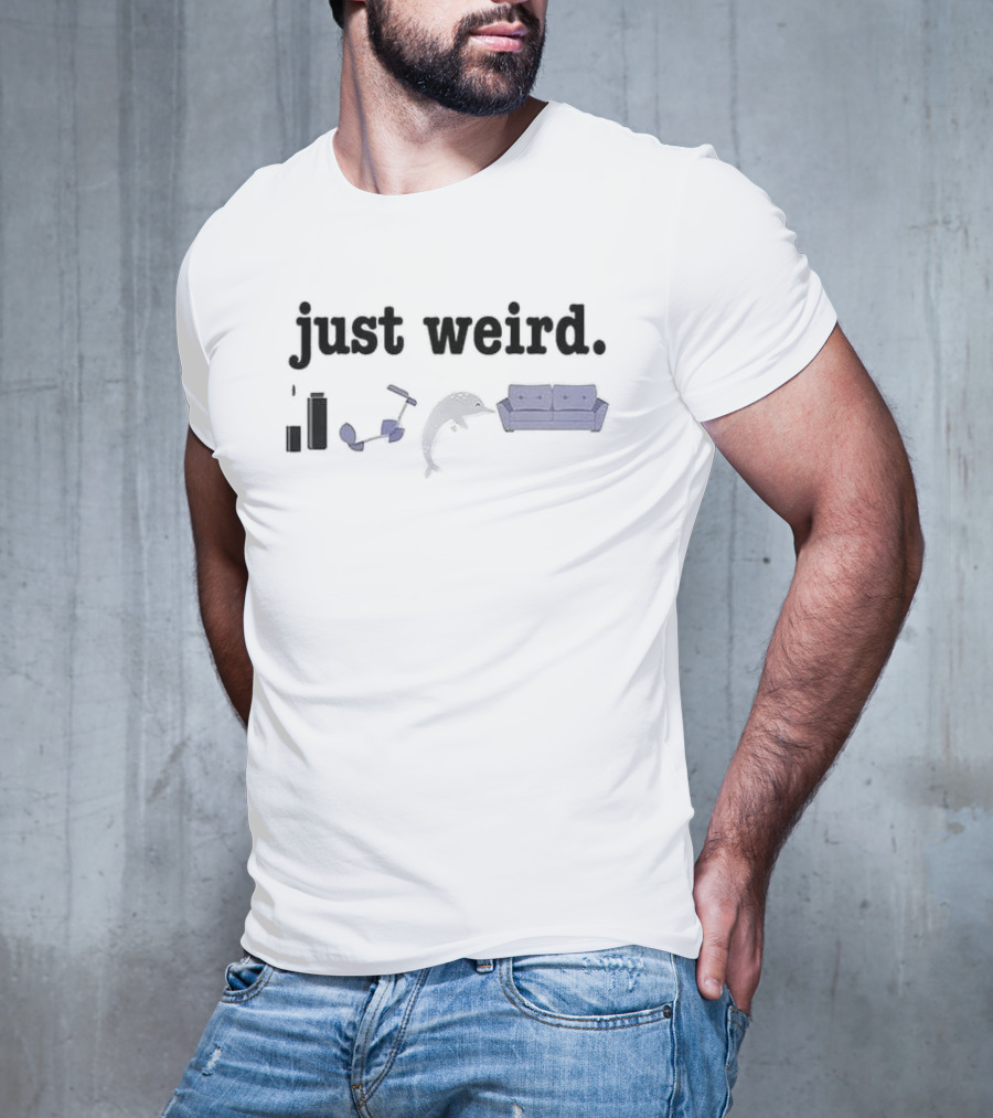 Just Weird Mascara Socks Dolphin Couch Print T-Shirt