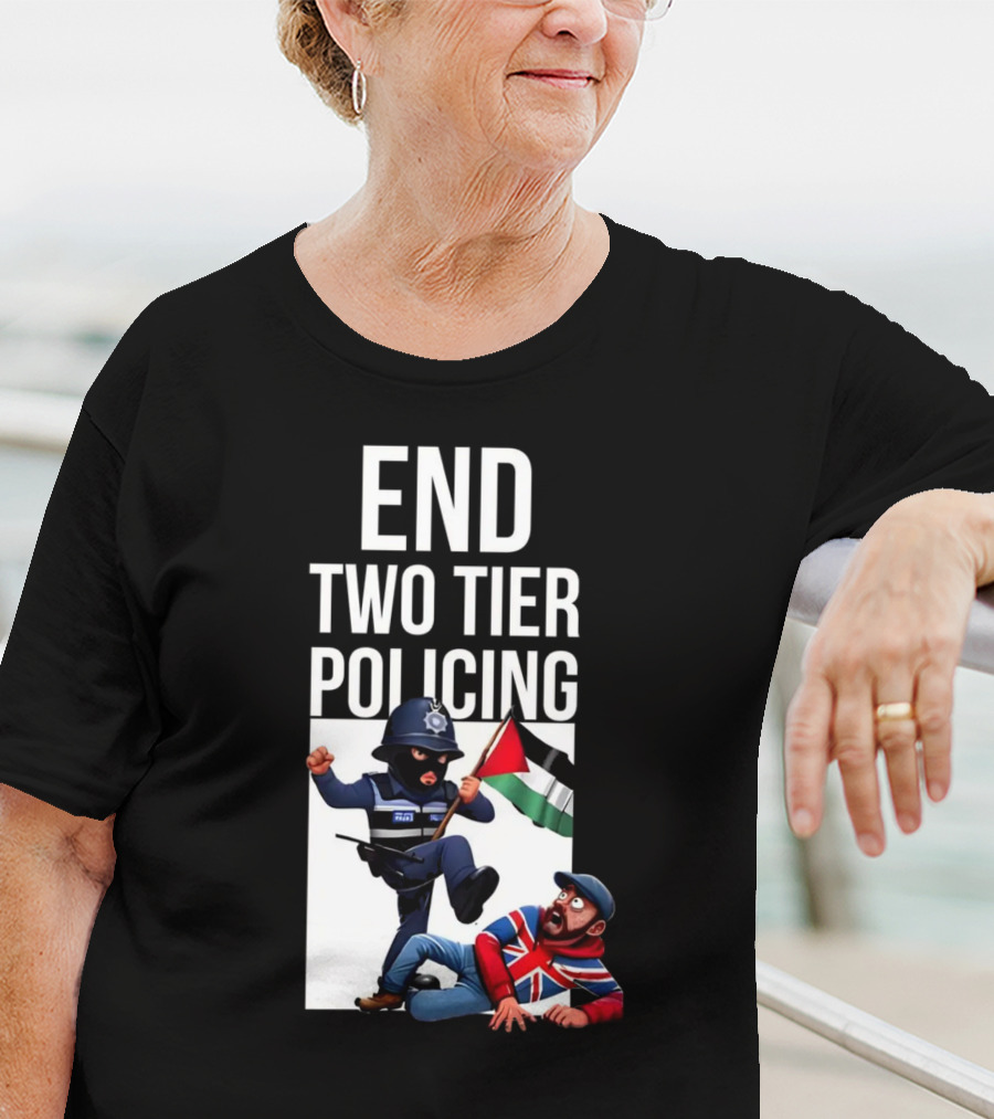 END TWO TIER POLICING British Officer And Palestinian Flag T-Shirt