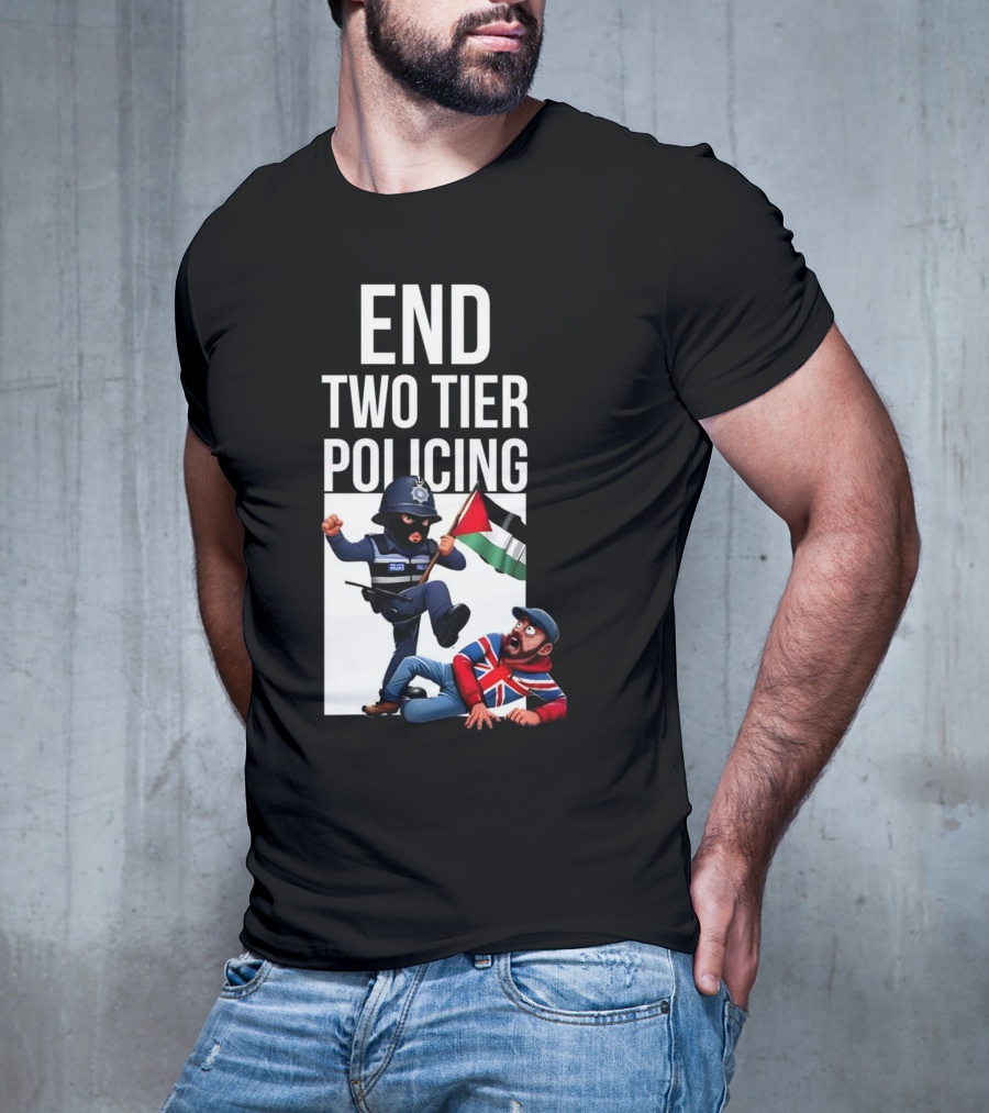 END TWO TIER POLICING British Officer And Palestinian Flag T-Shirt