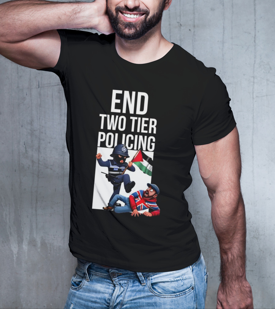 END TWO TIER POLICING British Officer And Palestinian Flag T-Shirt
