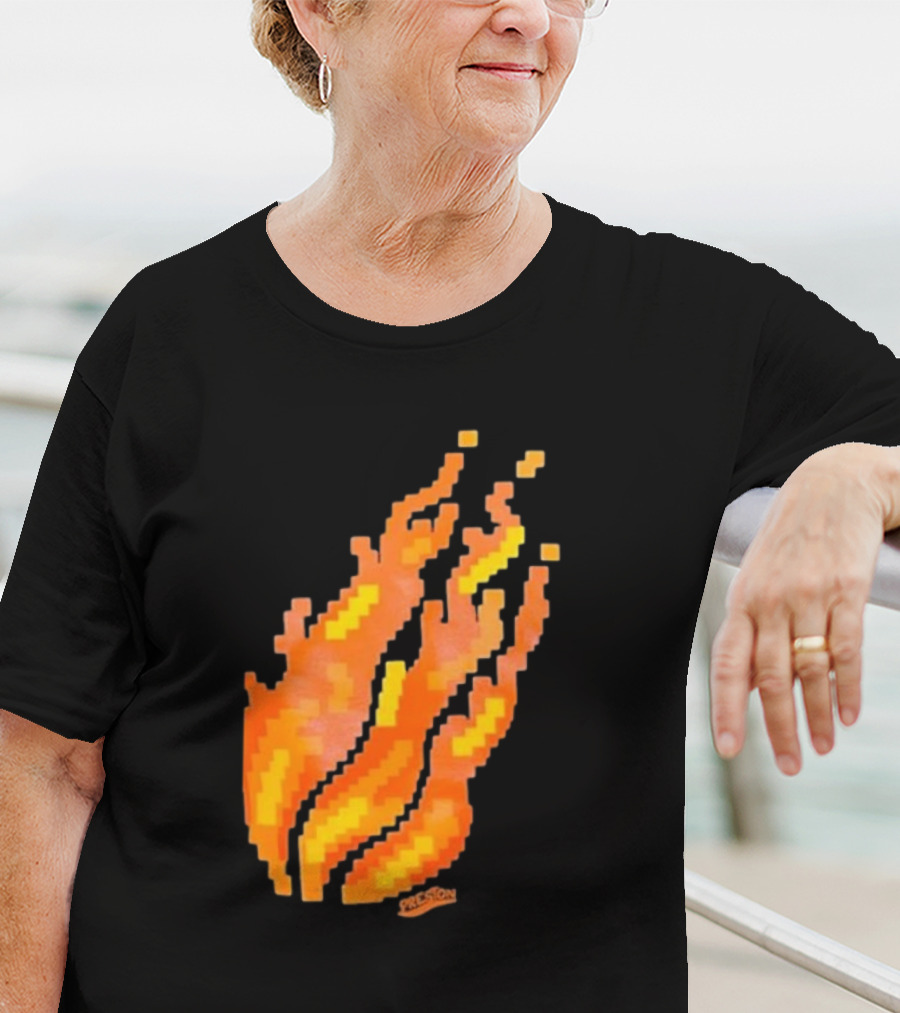 Fire Pixel Flame McLovin Burn Sunset Pixels T-Shirt