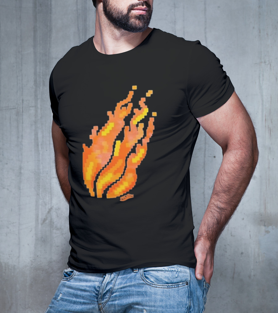 Fire Pixel Flame McLovin Burn Sunset Pixels T-Shirt