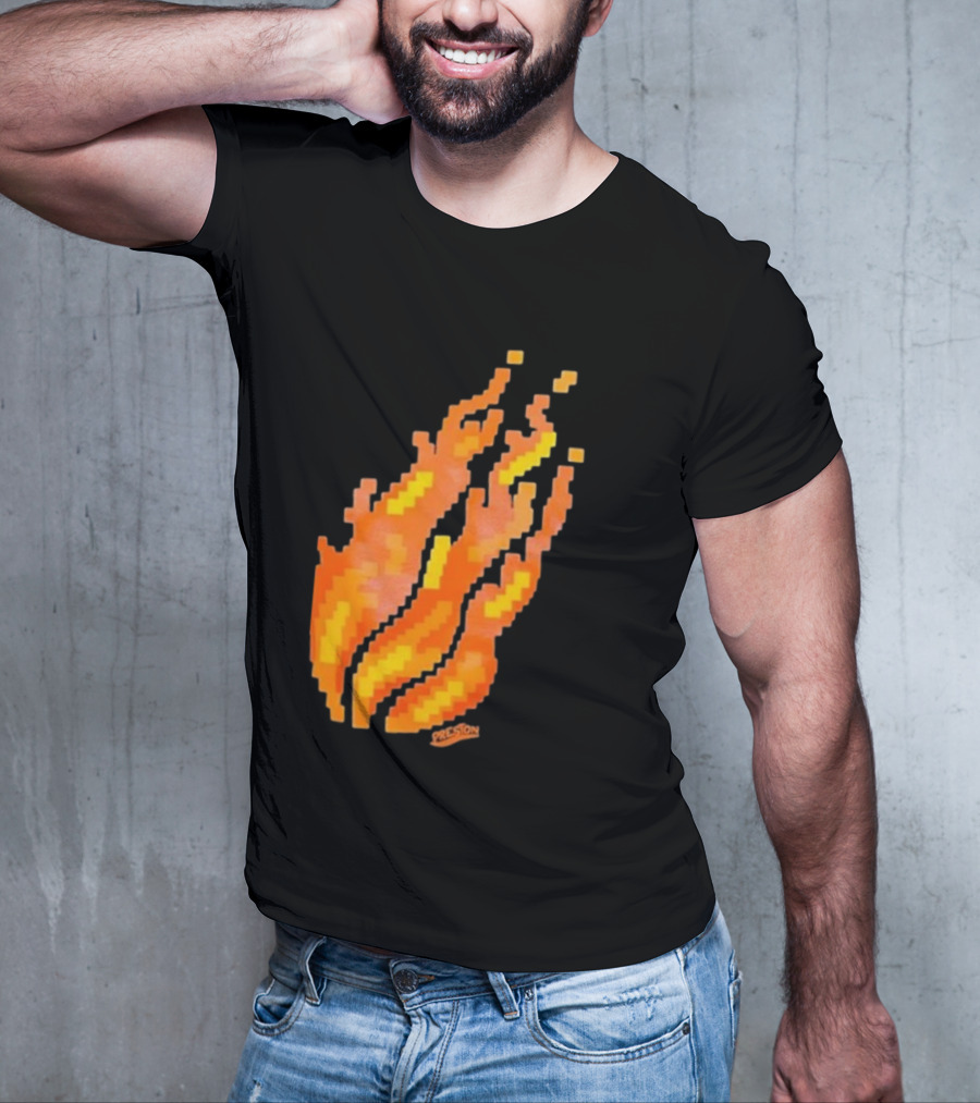 Fire Pixel Flame McLovin Burn Sunset Pixels T-Shirt