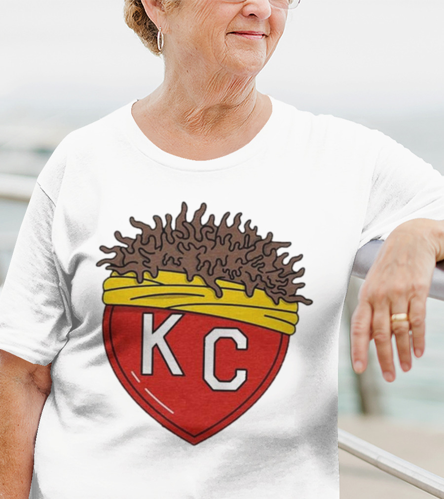 KC Franchise Heart Emblem With Brown Hair And Yellow Band T-Shirt