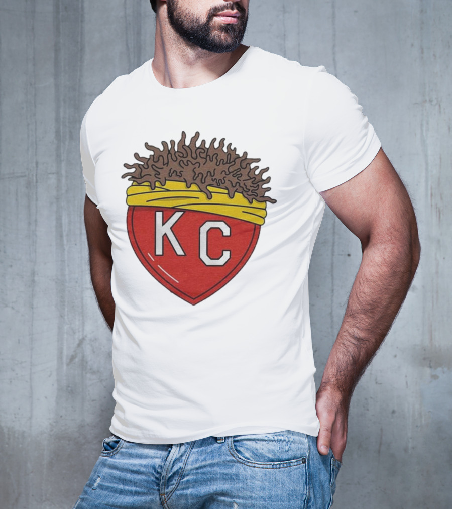 KC Franchise Heart Emblem With Brown Hair And Yellow Band T-Shirt