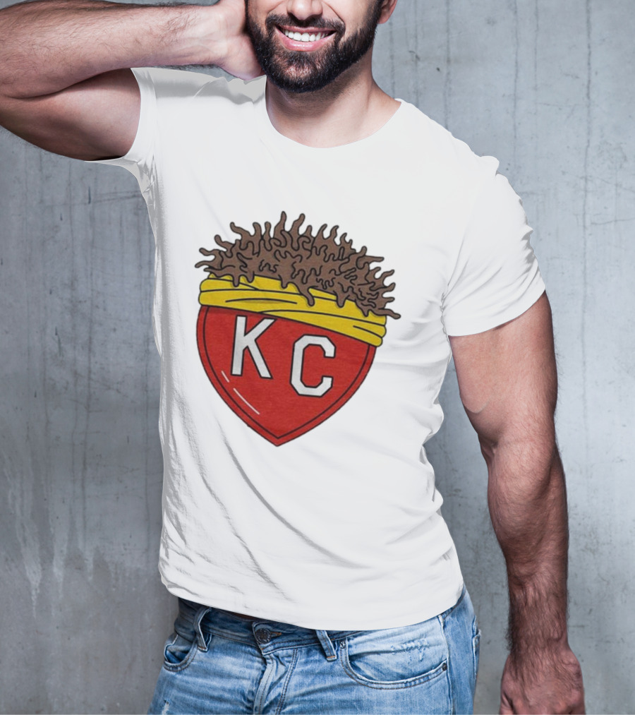 KC Franchise Heart Emblem With Brown Hair And Yellow Band T-Shirt