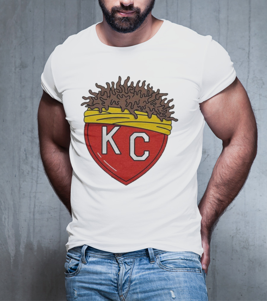 KC Franchise Heart Emblem With Brown Hair And Yellow Band T-Shirt