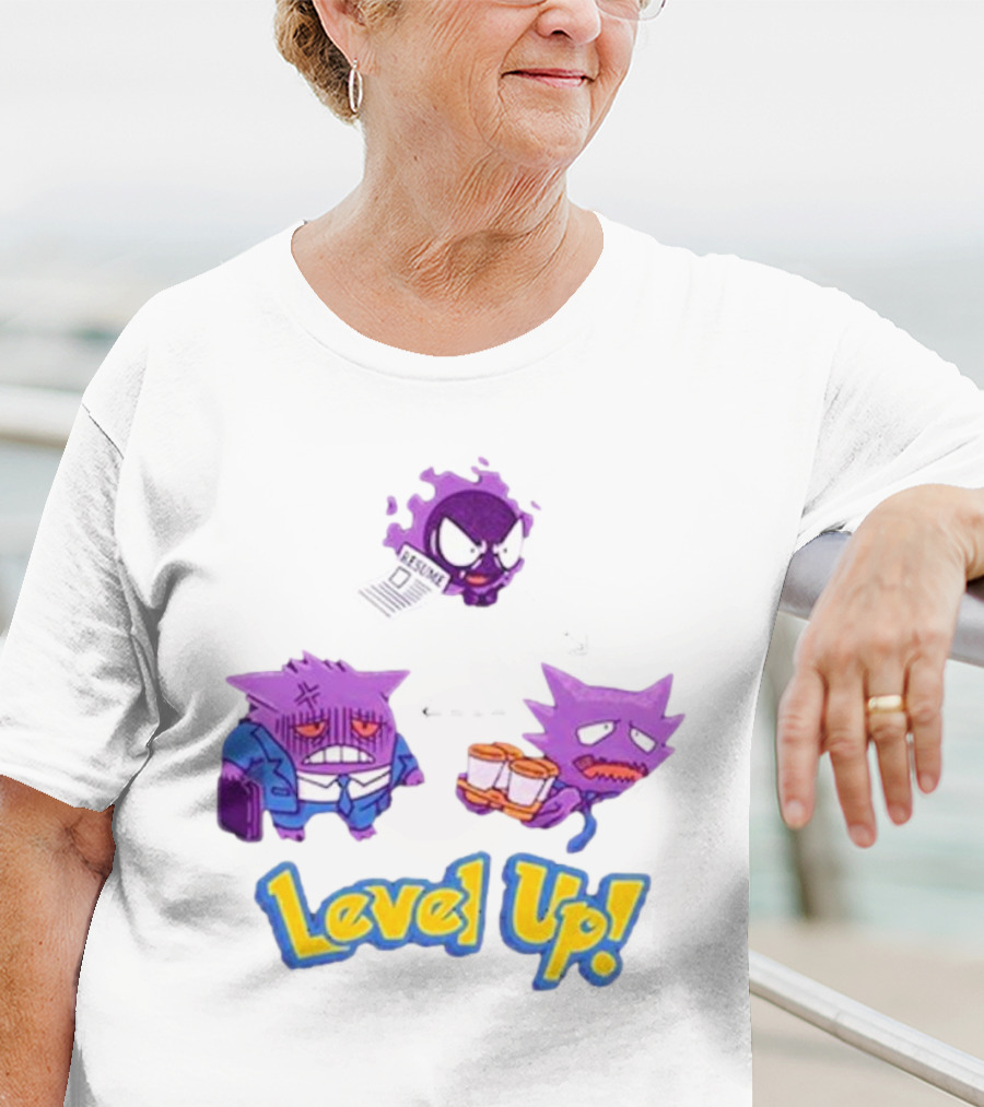 Gengar Evolution Level Up Journey With Resume And Briefcase T-Shirt