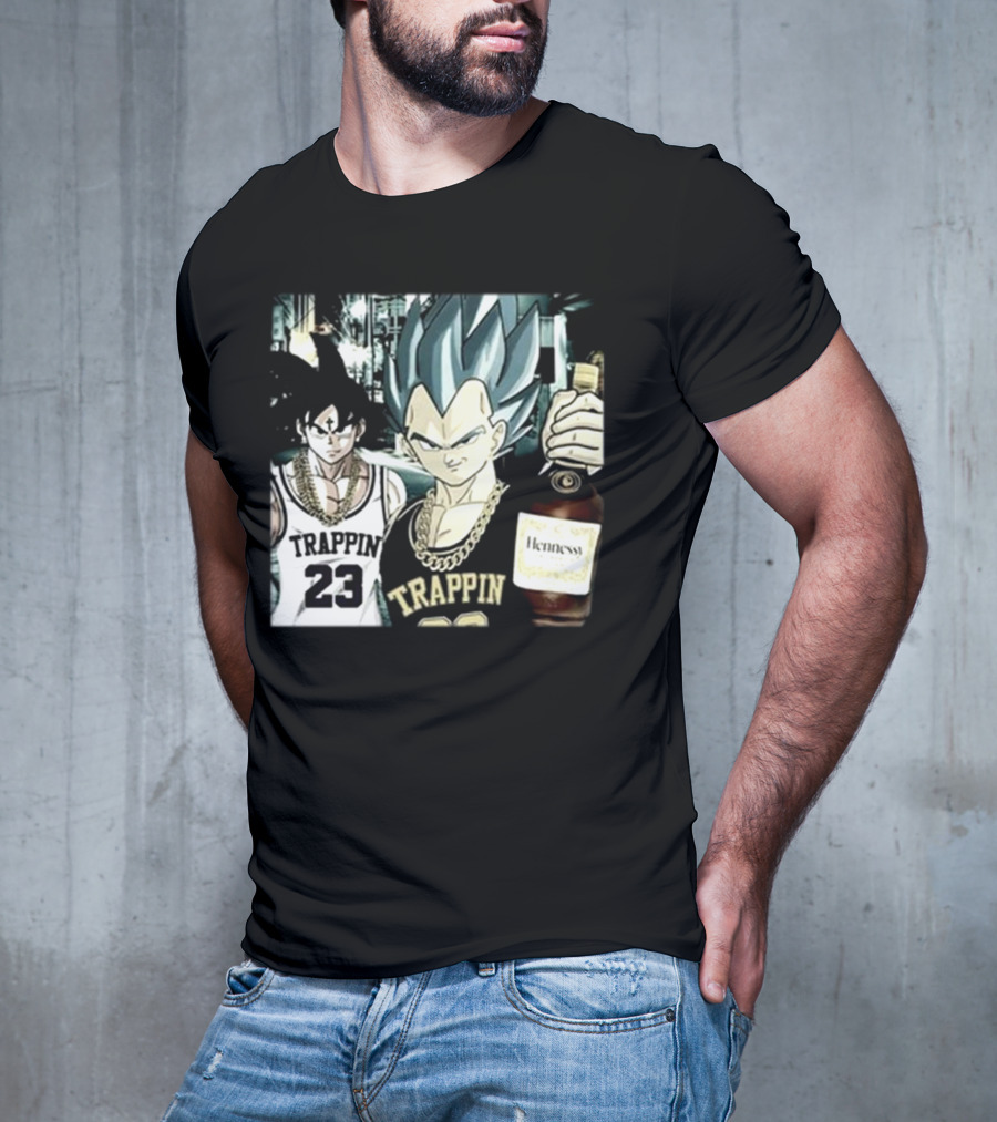 Trappin 23 Goku And Vegeta With Hennessy Bottle T-Shirt