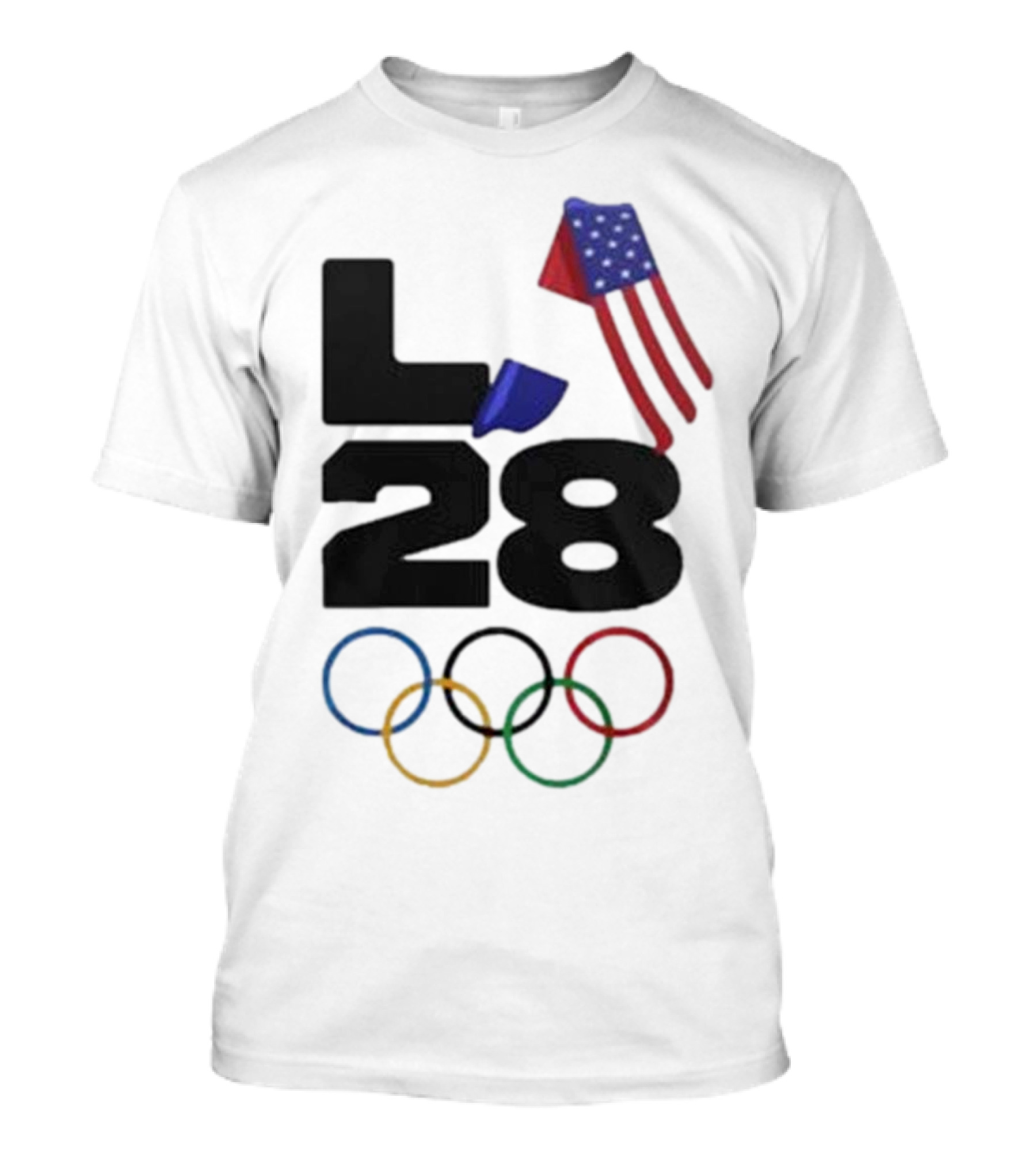 LA 28 Olympics American Flag Rings T-Shirt