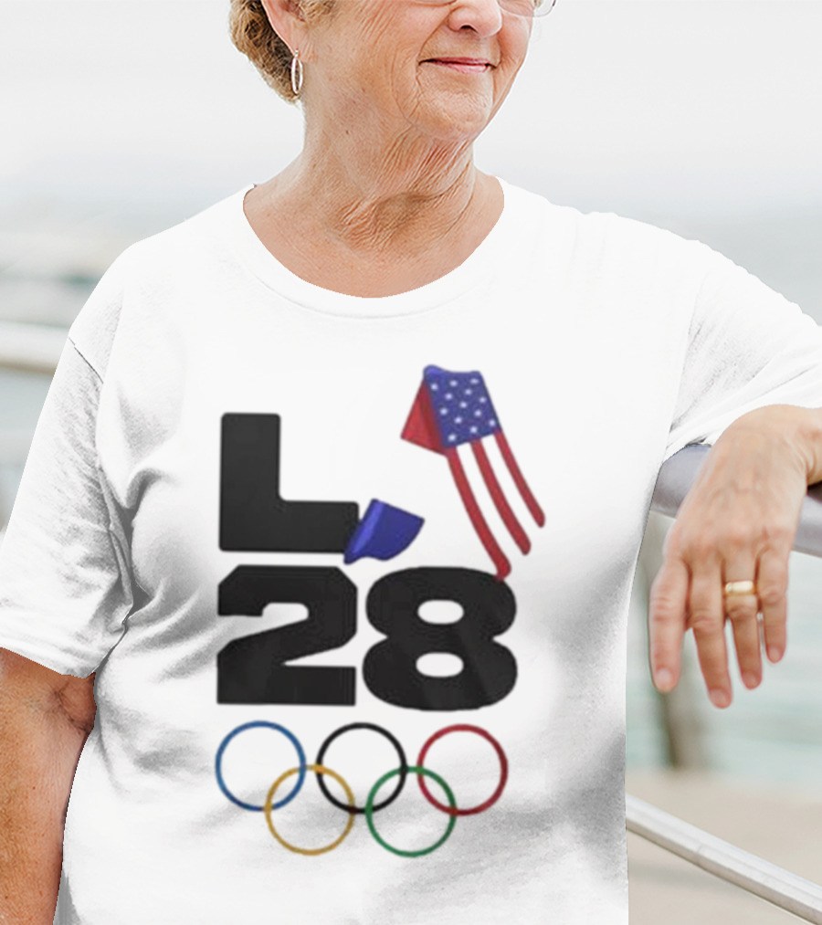 LA 28 Olympics American Flag Rings T-Shirt