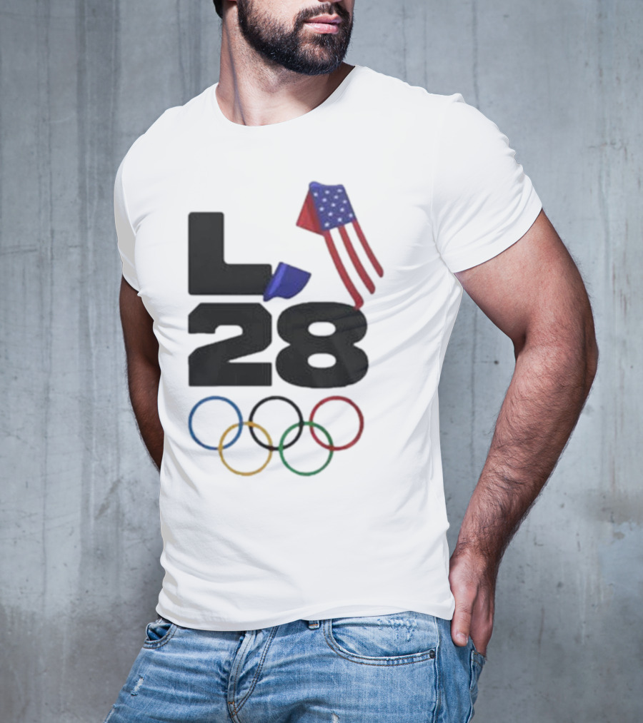 LA 28 Olympics American Flag Rings T-Shirt