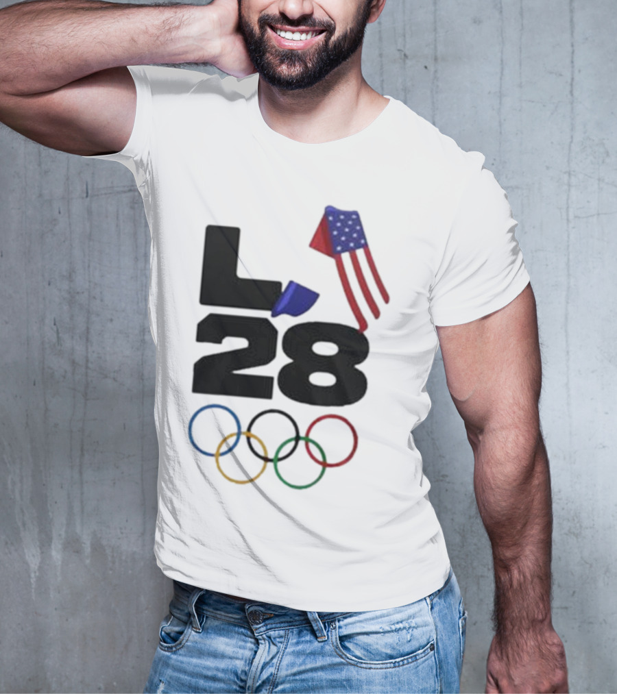 LA 28 Olympics American Flag Rings T-Shirt